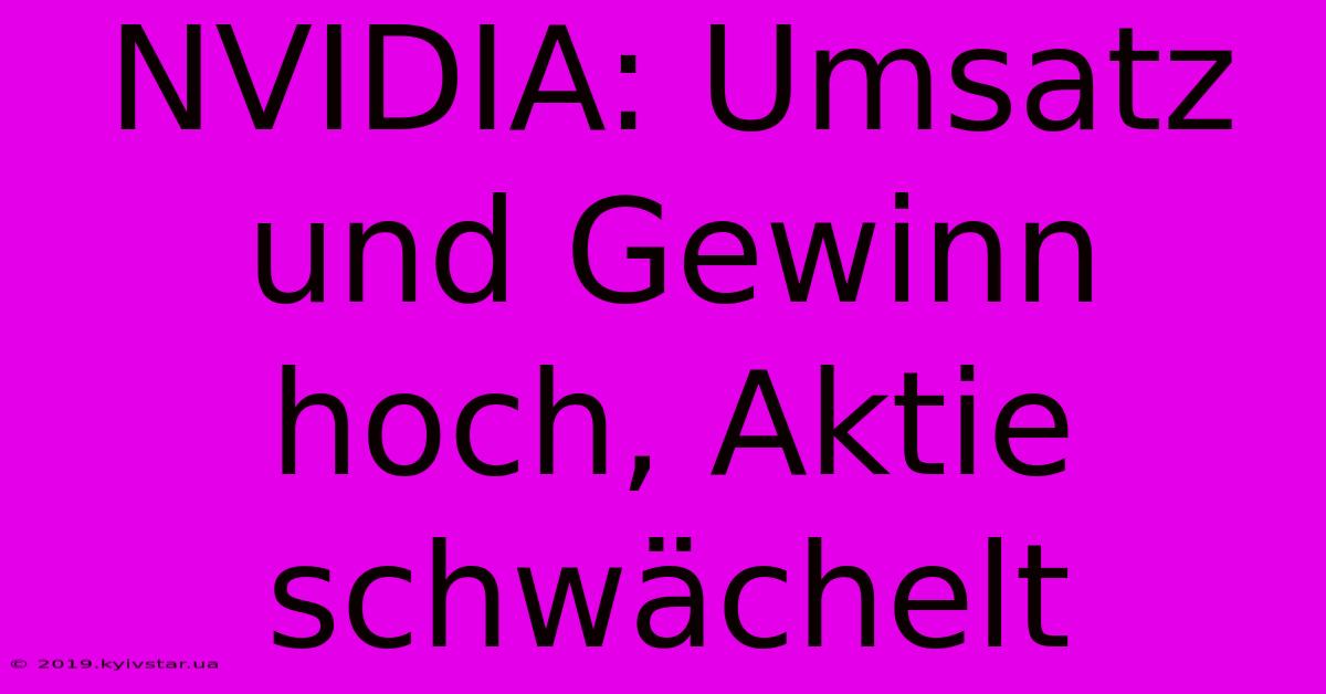 NVIDIA: Umsatz Und Gewinn Hoch, Aktie Schwächelt