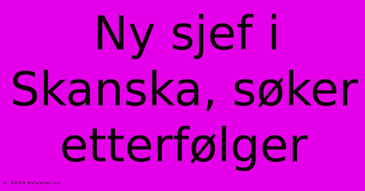 Ny Sjef I Skanska, Søker Etterfølger