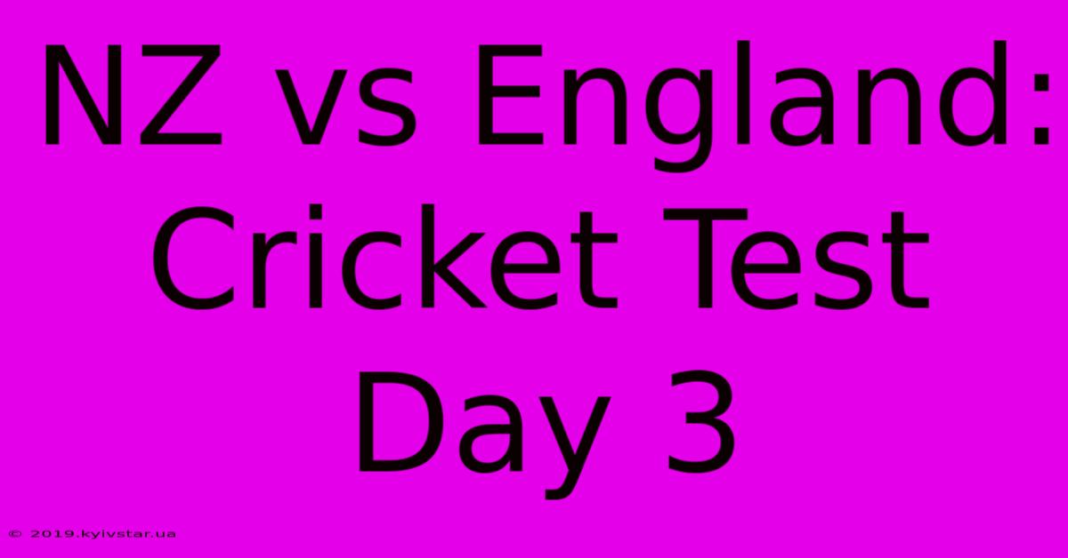 NZ Vs England: Cricket Test Day 3