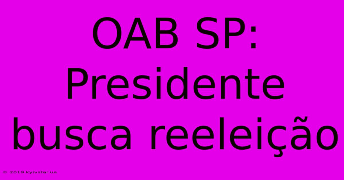 OAB SP: Presidente Busca Reeleição