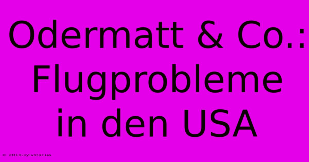 Odermatt & Co.: Flugprobleme In Den USA