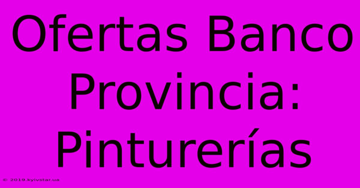 Ofertas Banco Provincia: Pinturerías