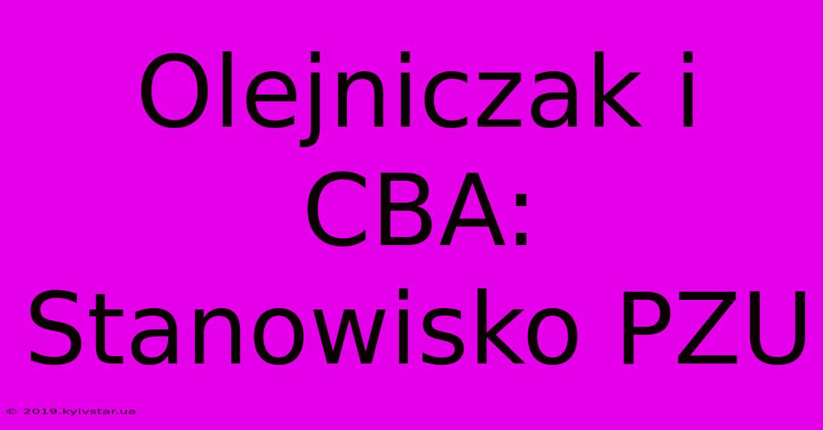 Olejniczak I CBA: Stanowisko PZU