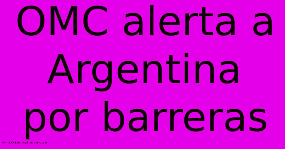 OMC Alerta A Argentina Por Barreras