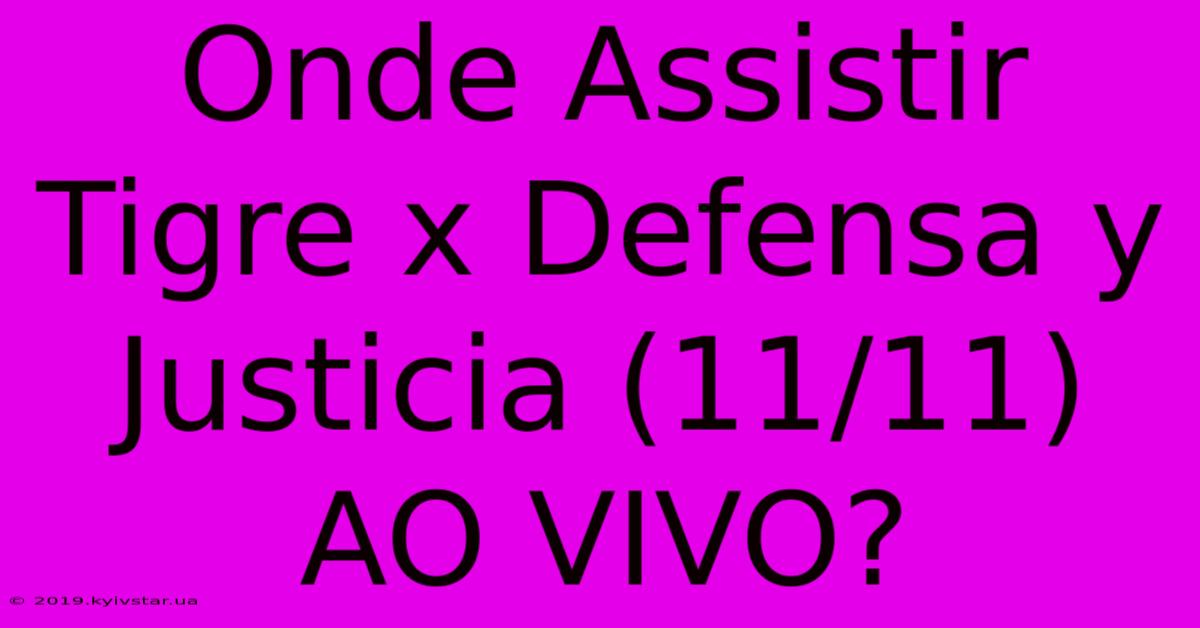 Onde Assistir Tigre X Defensa Y Justicia (11/11) AO VIVO?