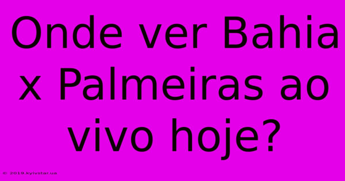 Onde Ver Bahia X Palmeiras Ao Vivo Hoje?