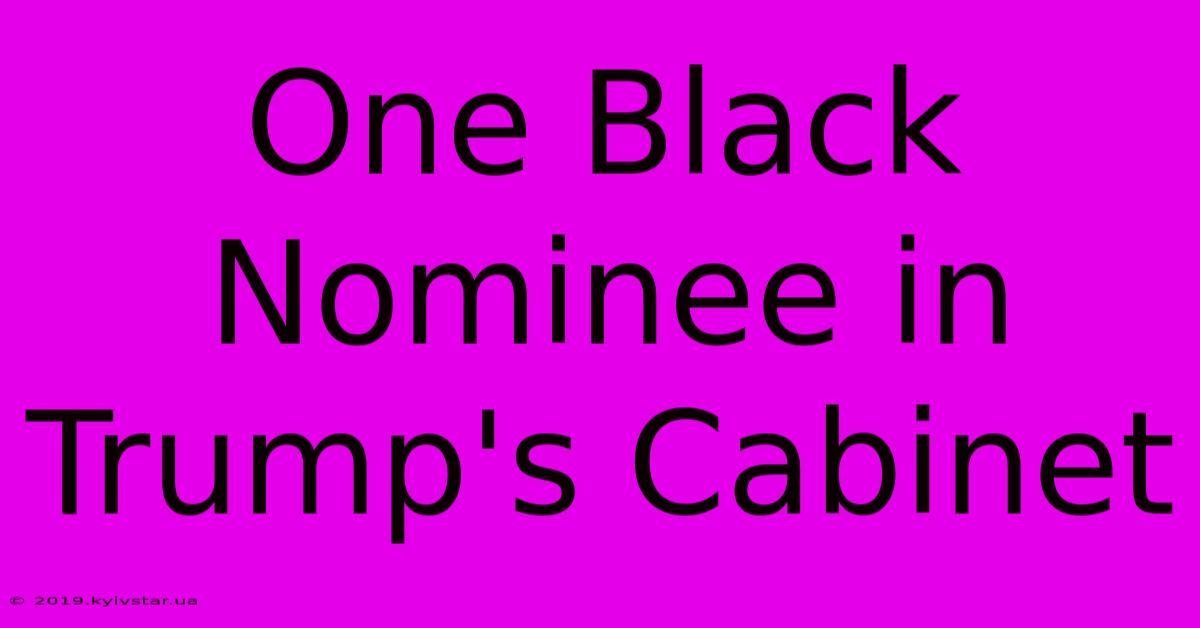 One Black Nominee In Trump's Cabinet