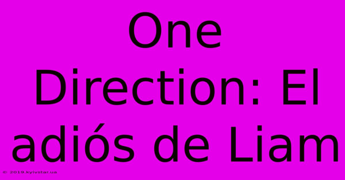 One Direction: El Adiós De Liam