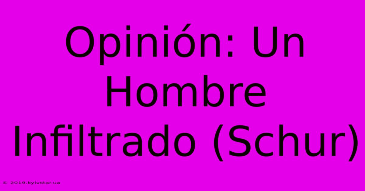 Opinión: Un Hombre Infiltrado (Schur)