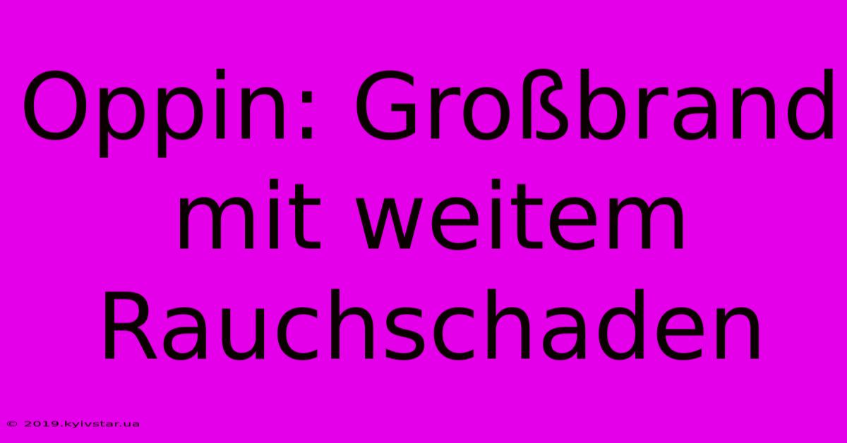 Oppin: Großbrand Mit Weitem Rauchschaden