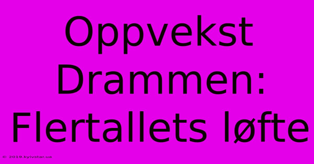 Oppvekst Drammen: Flertallets Løfte