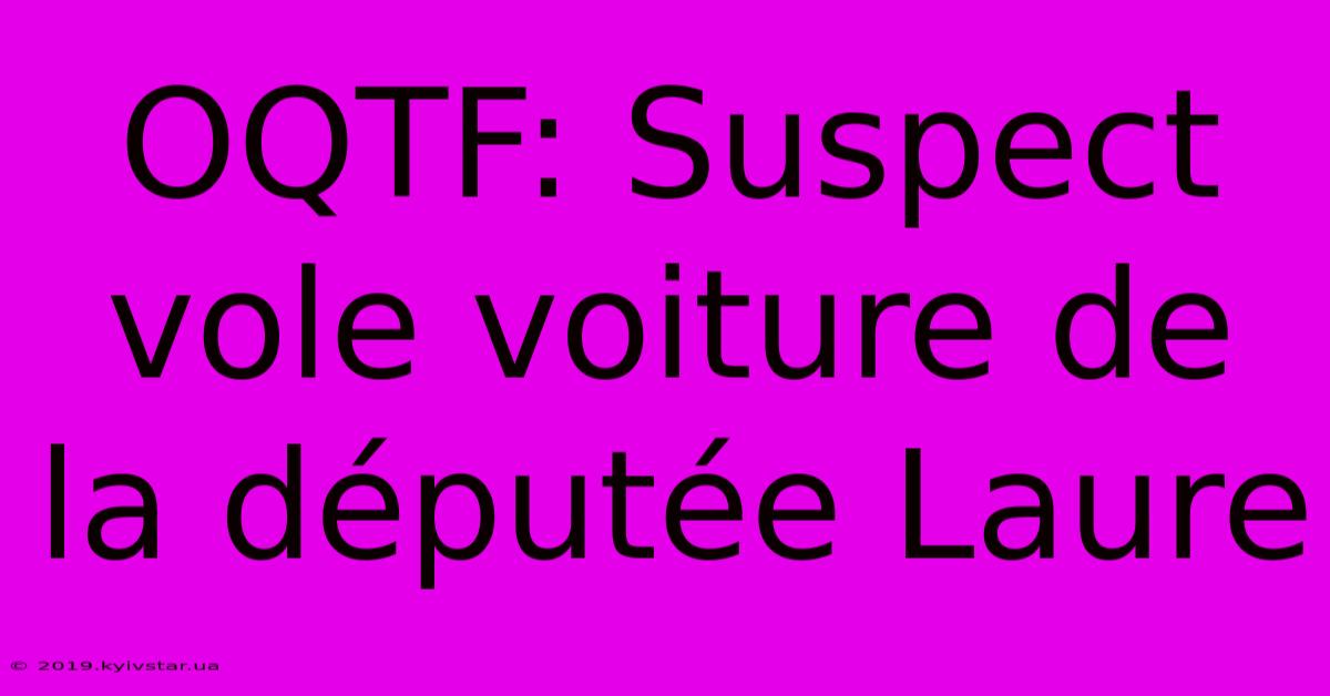 OQTF: Suspect Vole Voiture De La Députée Laure 