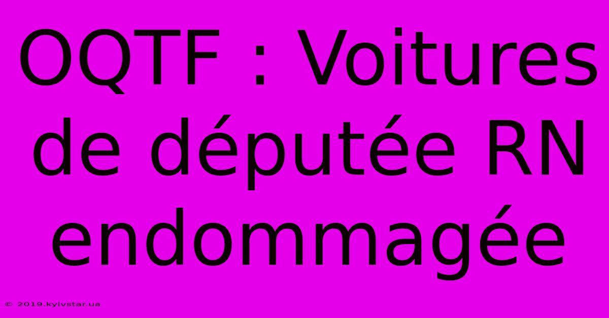 OQTF : Voitures De Députée RN Endommagée