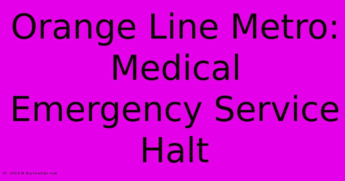 Orange Line Metro: Medical Emergency Service Halt