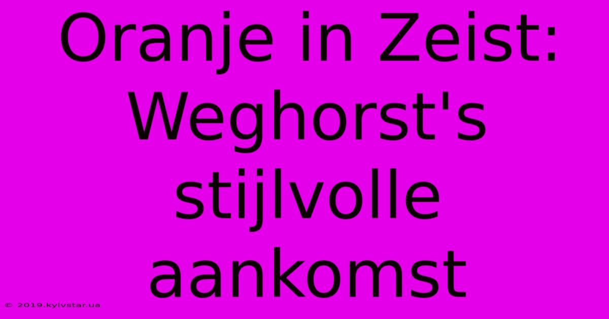 Oranje In Zeist: Weghorst's Stijlvolle Aankomst