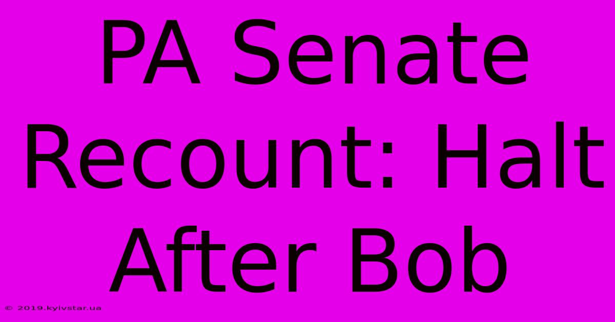 PA Senate Recount: Halt After Bob