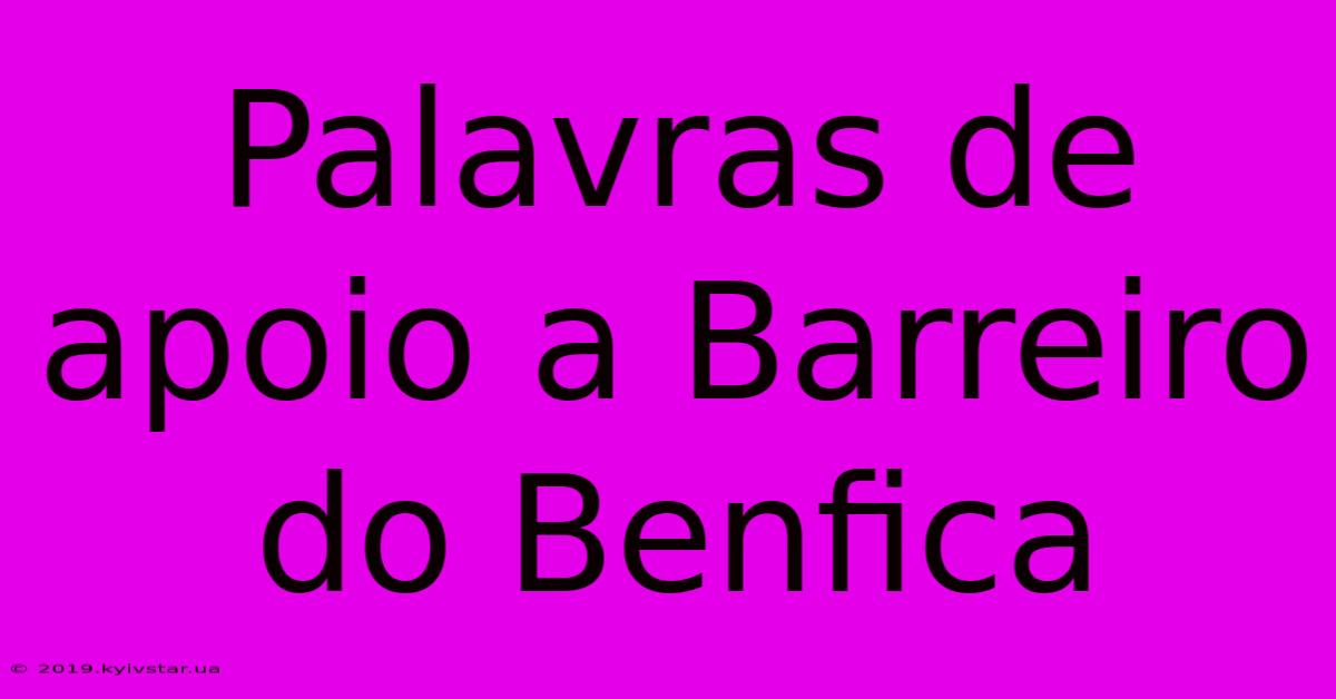 Palavras De Apoio A Barreiro Do Benfica