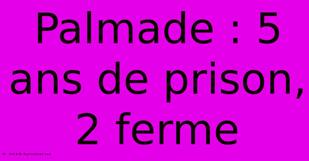 Palmade : 5 Ans De Prison, 2 Ferme