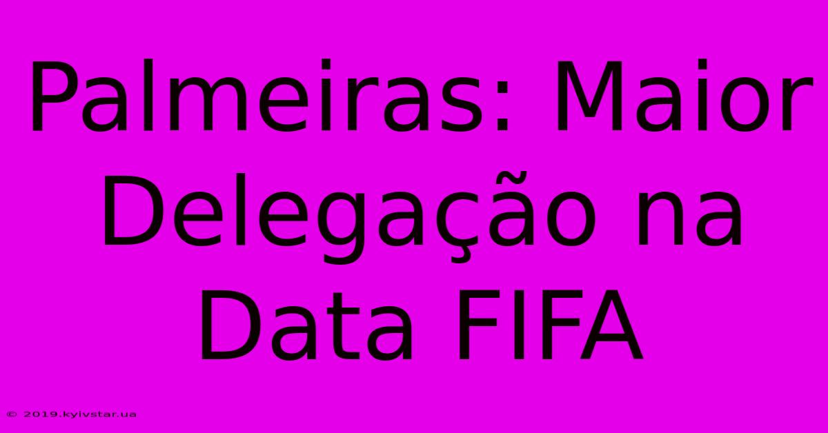 Palmeiras: Maior Delegação Na Data FIFA