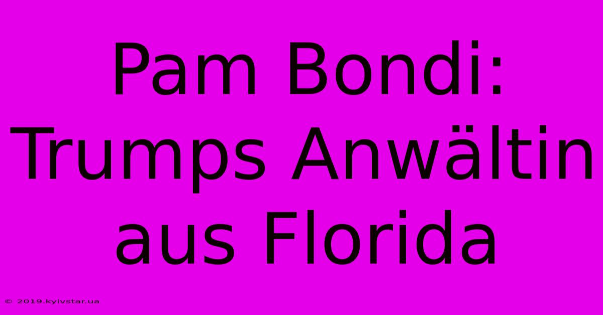 Pam Bondi: Trumps Anwältin Aus Florida