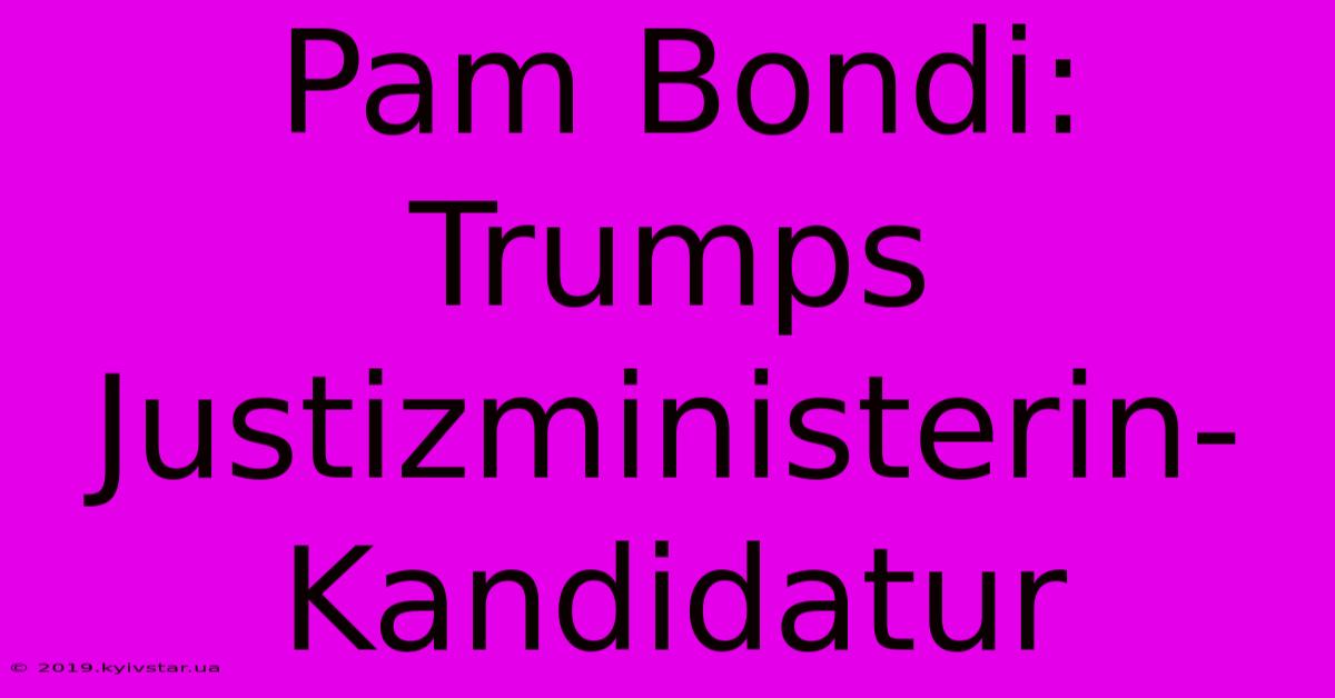 Pam Bondi: Trumps Justizministerin-Kandidatur