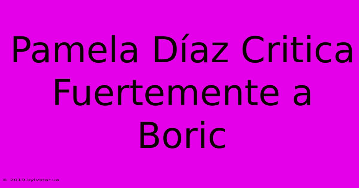 Pamela Díaz Critica Fuertemente A Boric