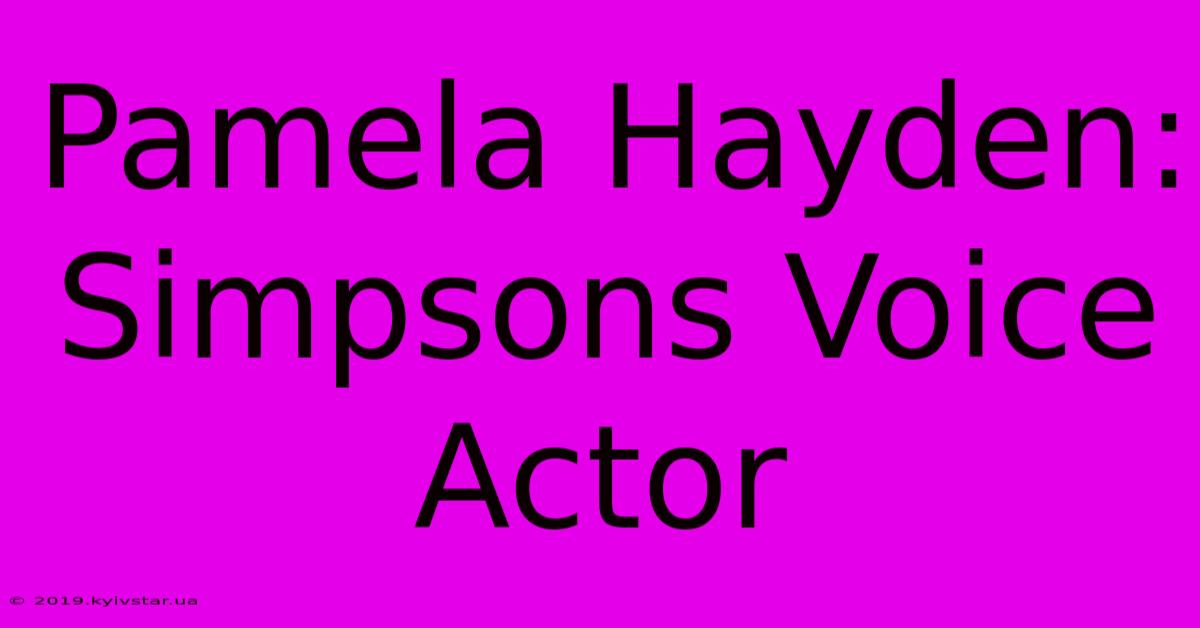 Pamela Hayden: Simpsons Voice Actor