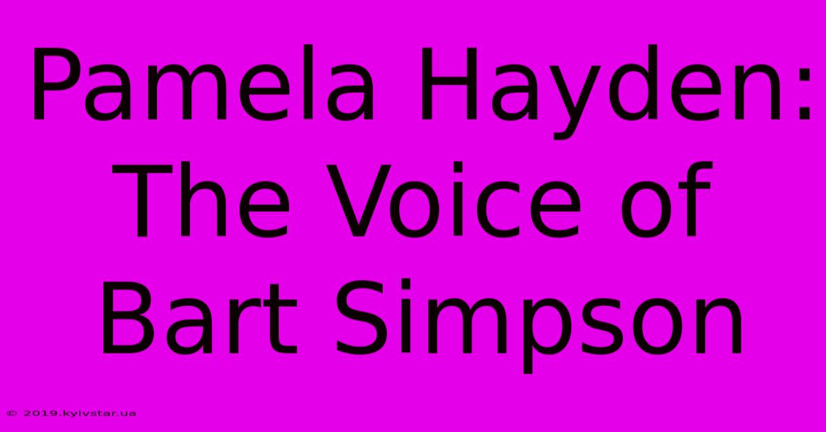 Pamela Hayden: The Voice Of Bart Simpson