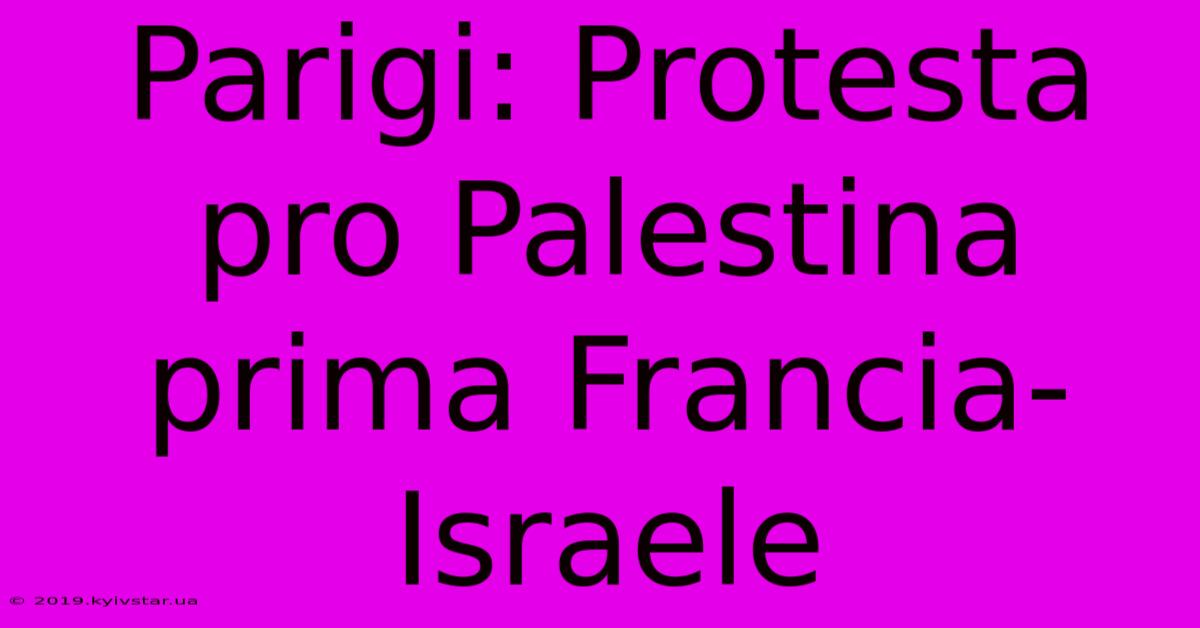 Parigi: Protesta Pro Palestina Prima Francia-Israele