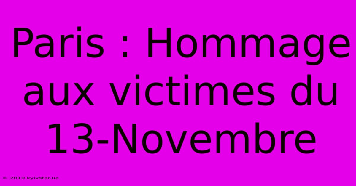 Paris : Hommage Aux Victimes Du 13-Novembre