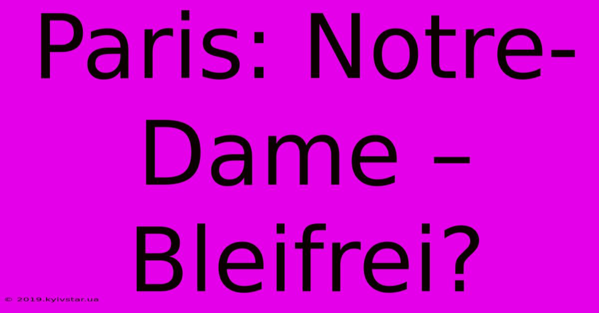 Paris: Notre-Dame – Bleifrei?