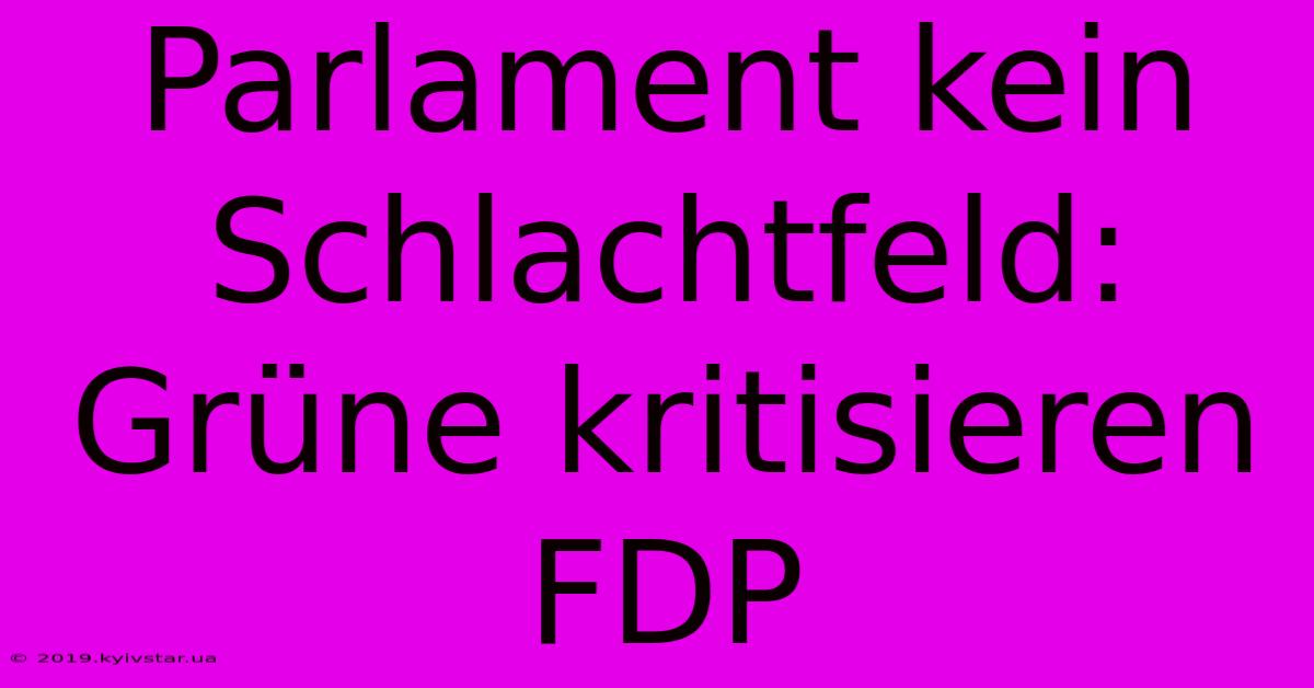 Parlament Kein Schlachtfeld: Grüne Kritisieren FDP