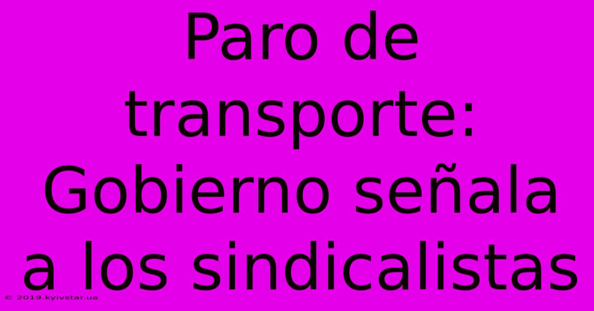 Paro De Transporte: Gobierno Señala A Los Sindicalistas