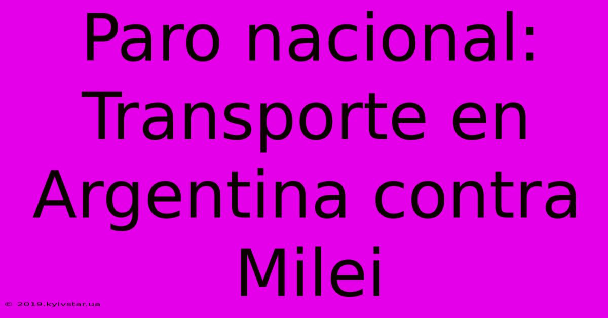 Paro Nacional: Transporte En Argentina Contra Milei