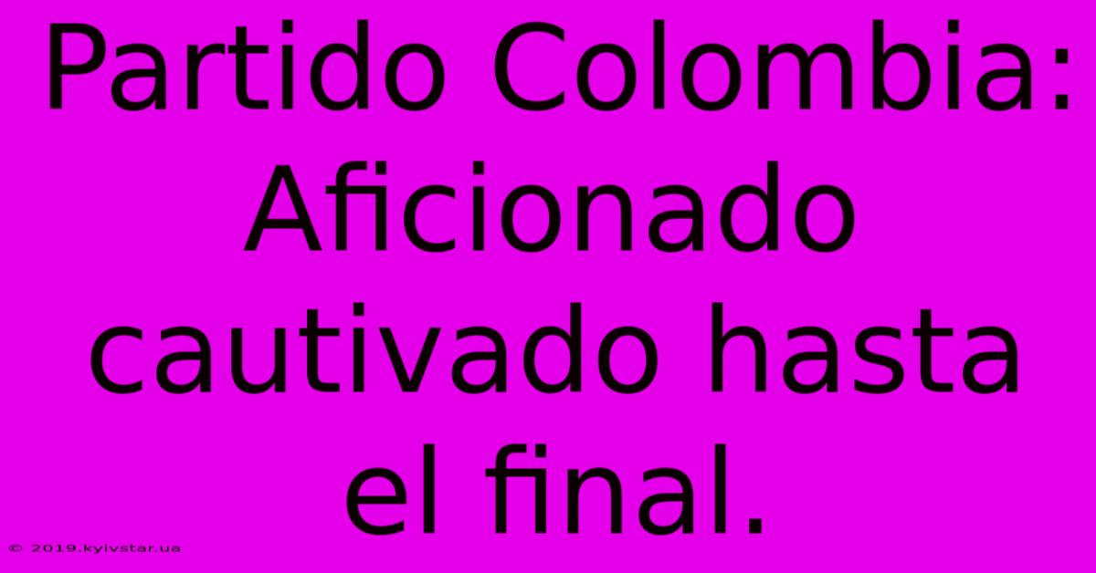 Partido Colombia:  Aficionado Cautivado Hasta El Final.