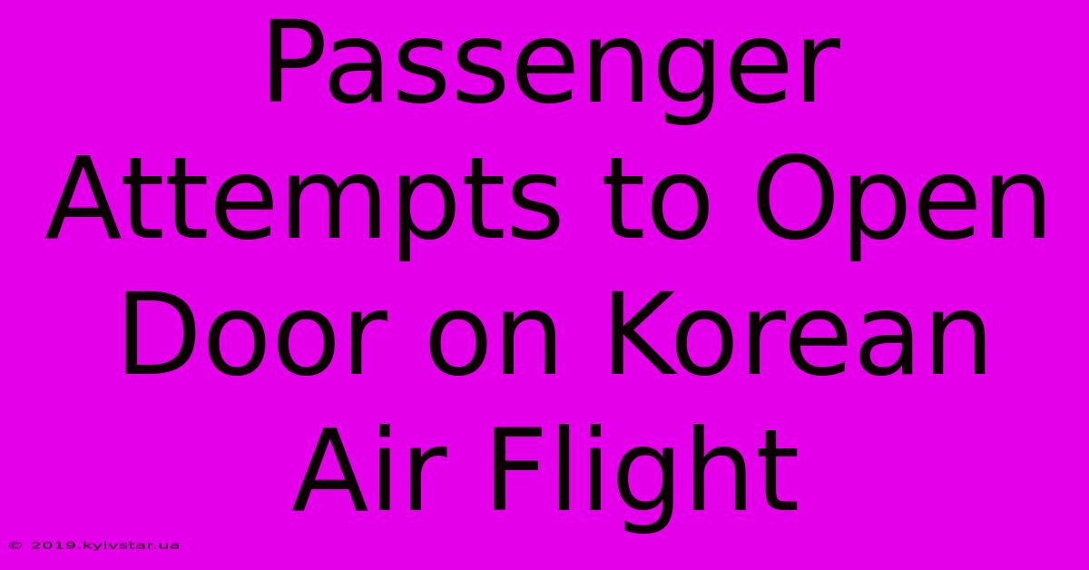 Passenger Attempts To Open Door On Korean Air Flight