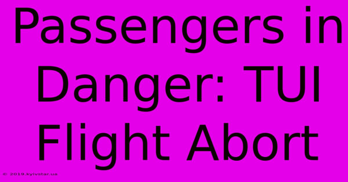 Passengers In Danger: TUI Flight Abort