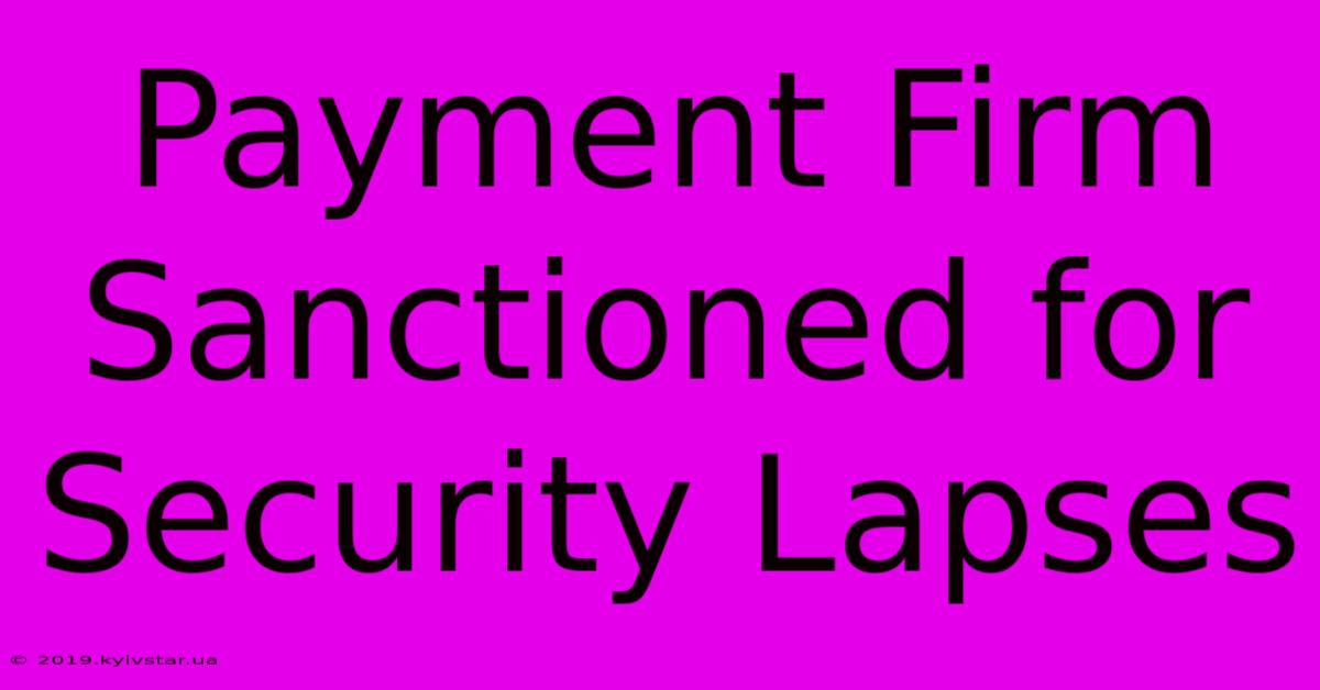 Payment Firm Sanctioned For Security Lapses