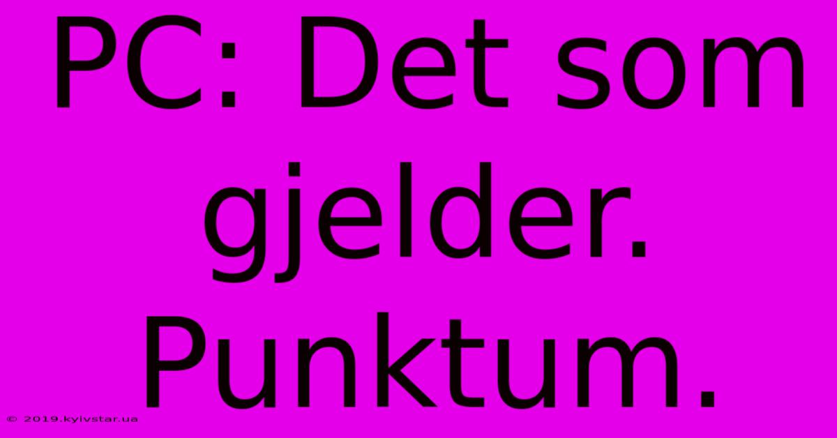 PC: Det Som Gjelder. Punktum.