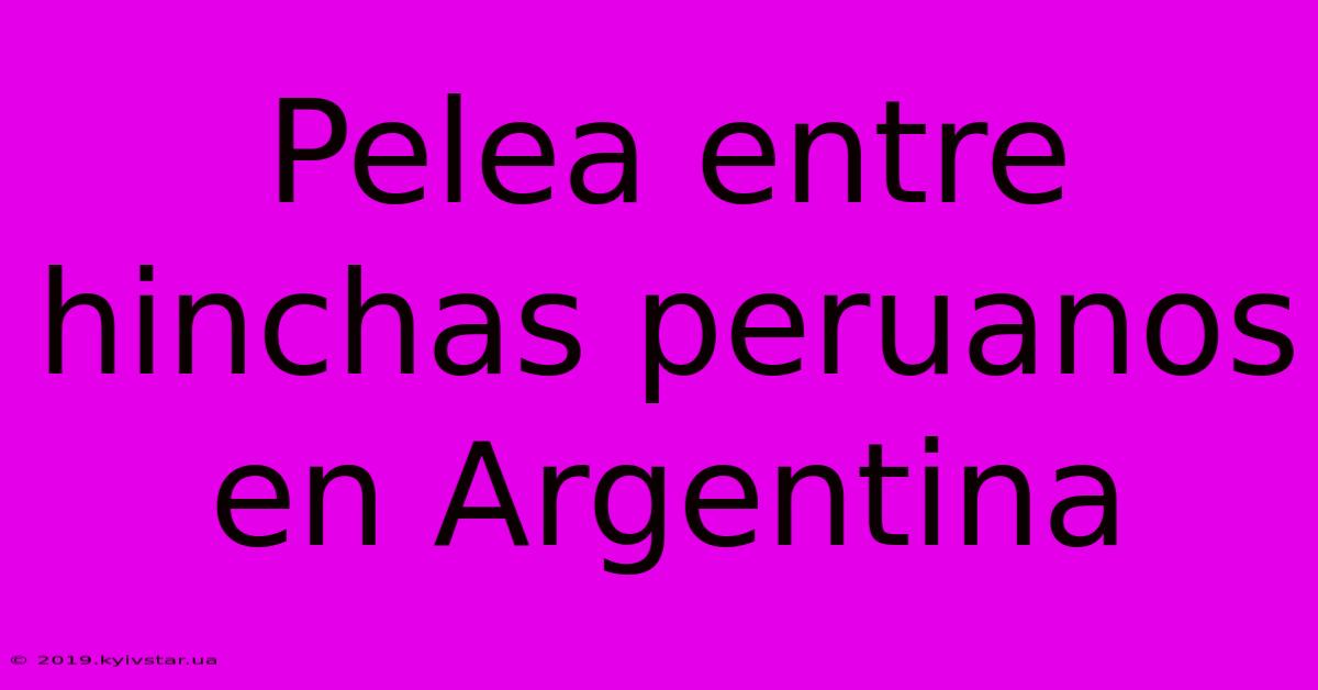 Pelea Entre Hinchas Peruanos En Argentina