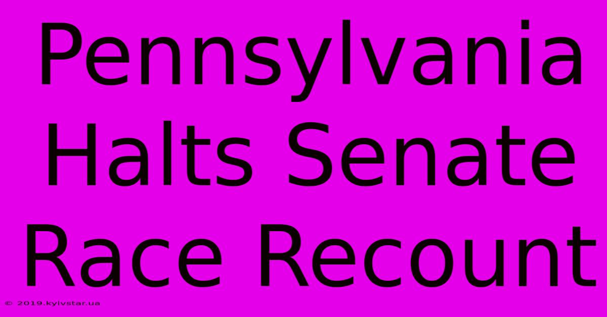 Pennsylvania Halts Senate Race Recount