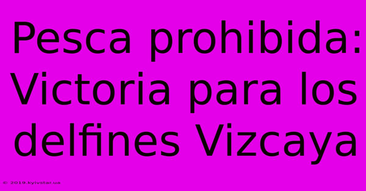 Pesca Prohibida: Victoria Para Los Delfines Vizcaya