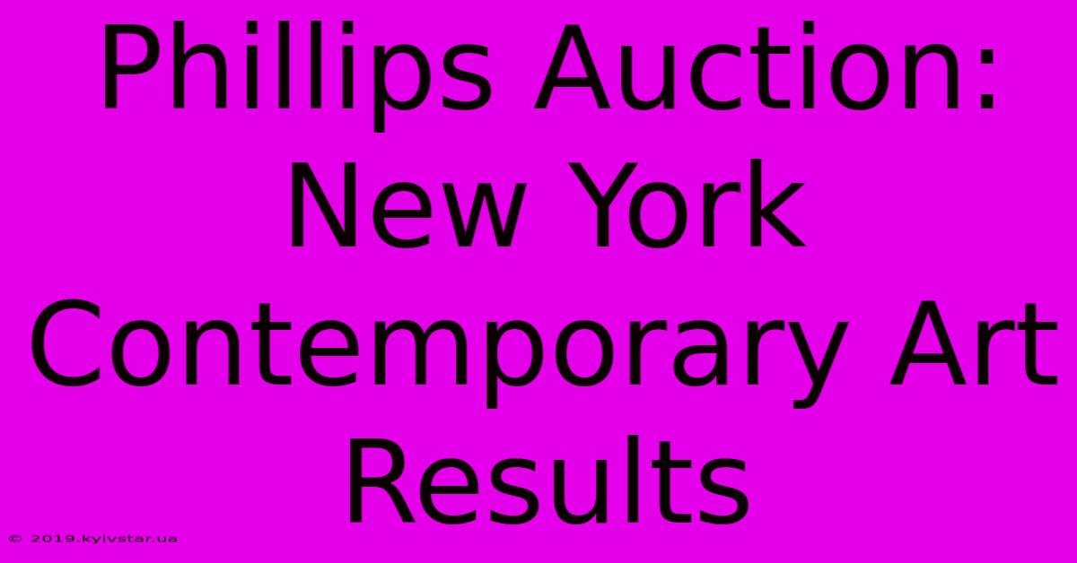 Phillips Auction: New York Contemporary Art Results