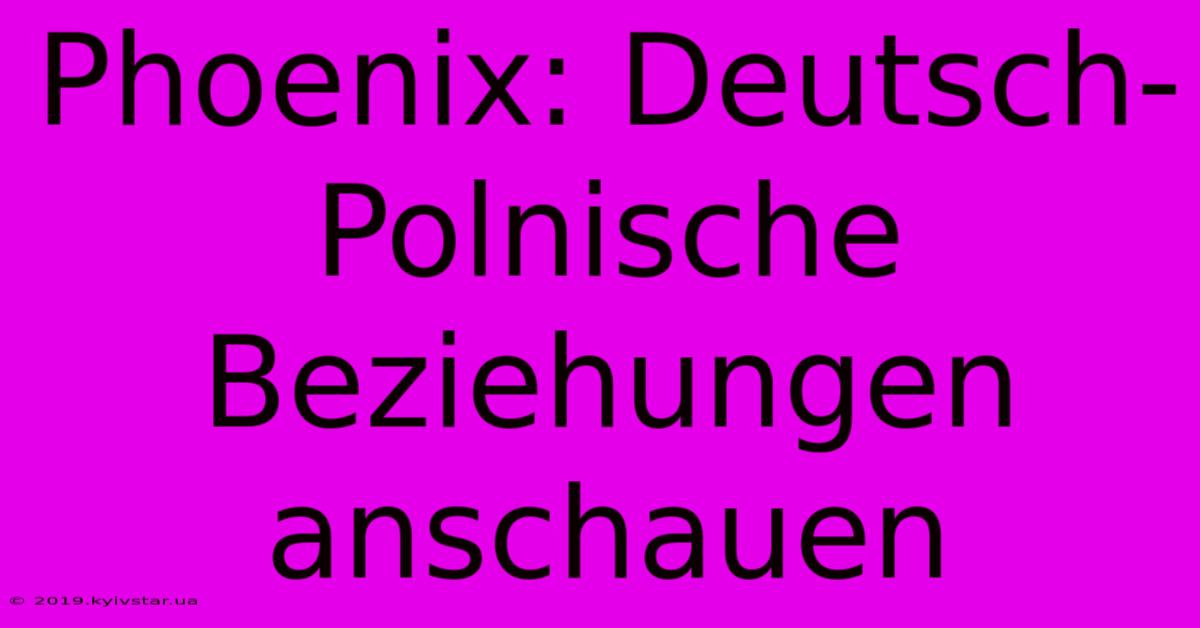 Phoenix: Deutsch-Polnische Beziehungen Anschauen