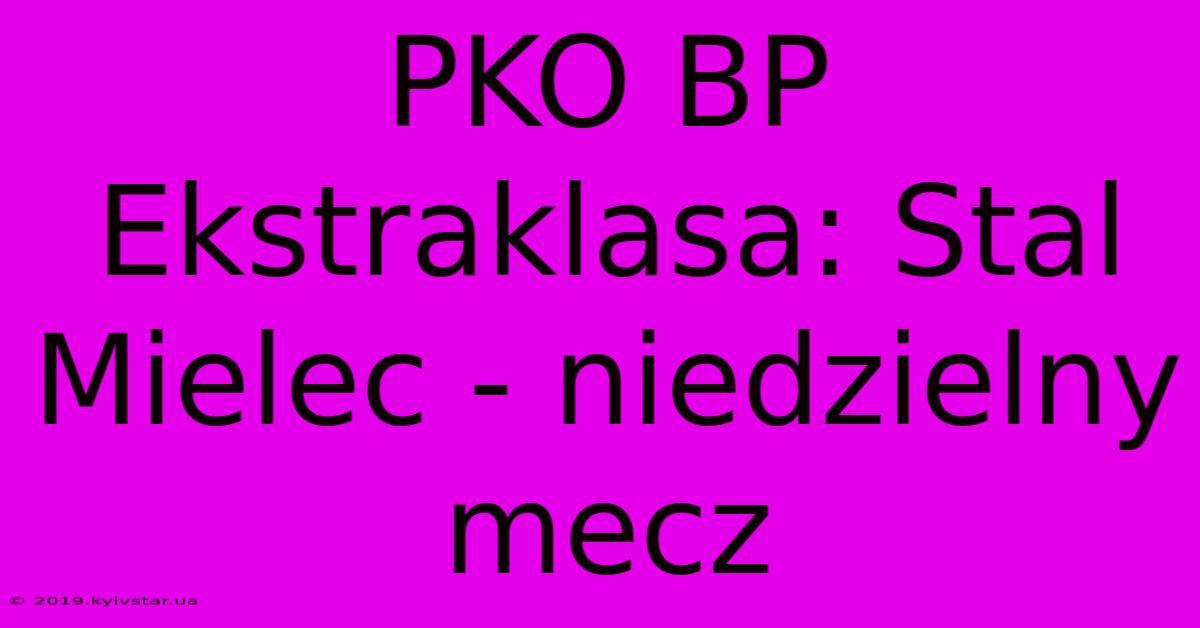 PKO BP Ekstraklasa: Stal Mielec - Niedzielny Mecz