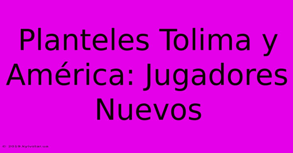 Planteles Tolima Y América: Jugadores Nuevos