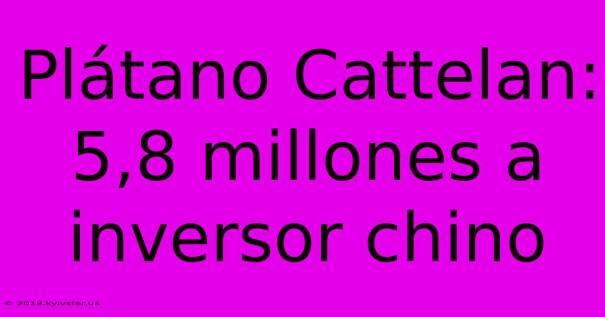 Plátano Cattelan: 5,8 Millones A Inversor Chino