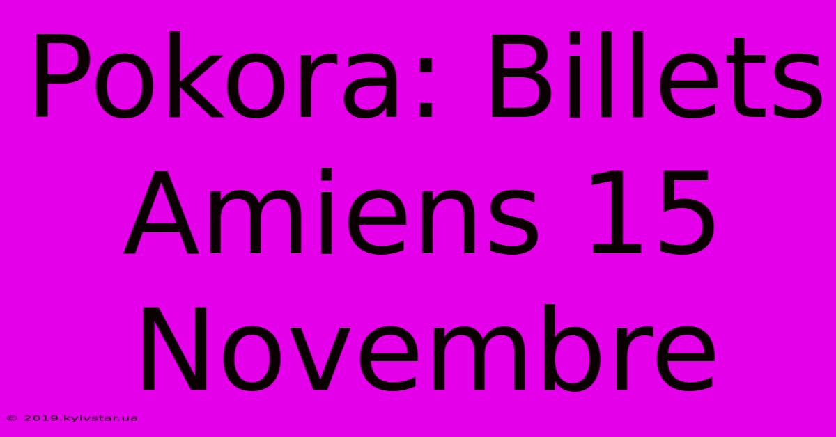 Pokora: Billets Amiens 15 Novembre