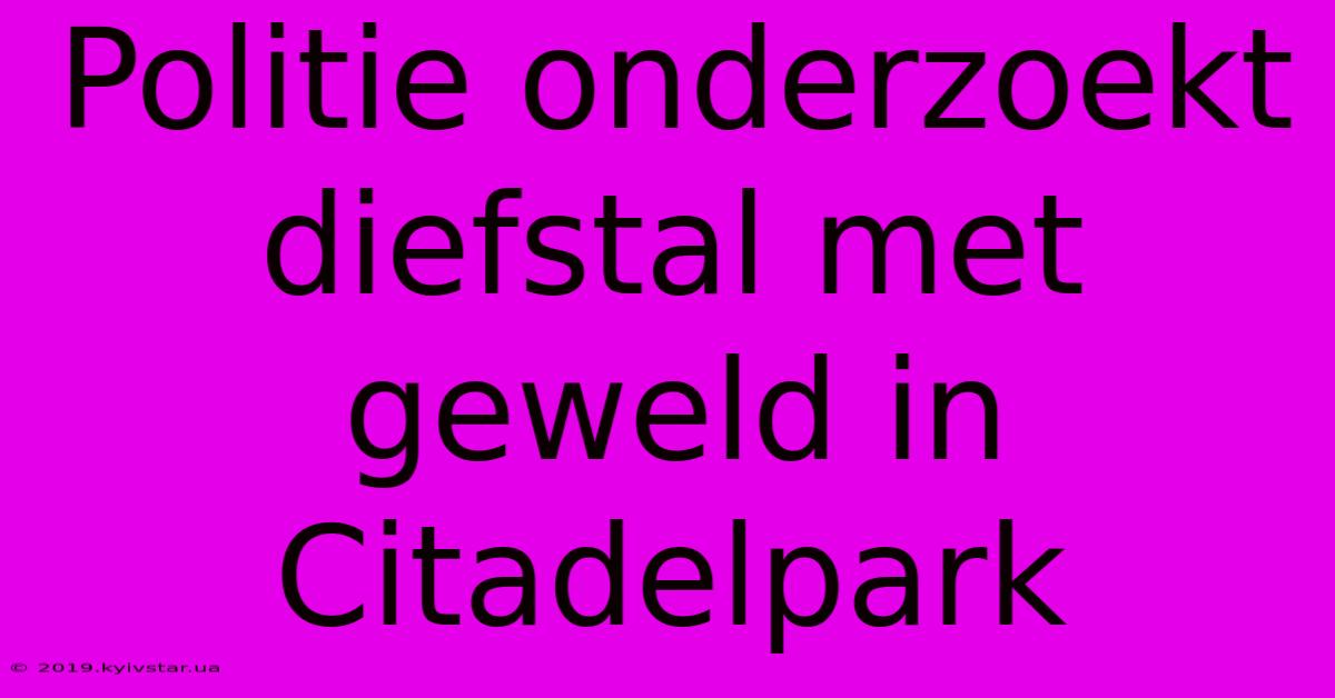 Politie Onderzoekt Diefstal Met Geweld In Citadelpark