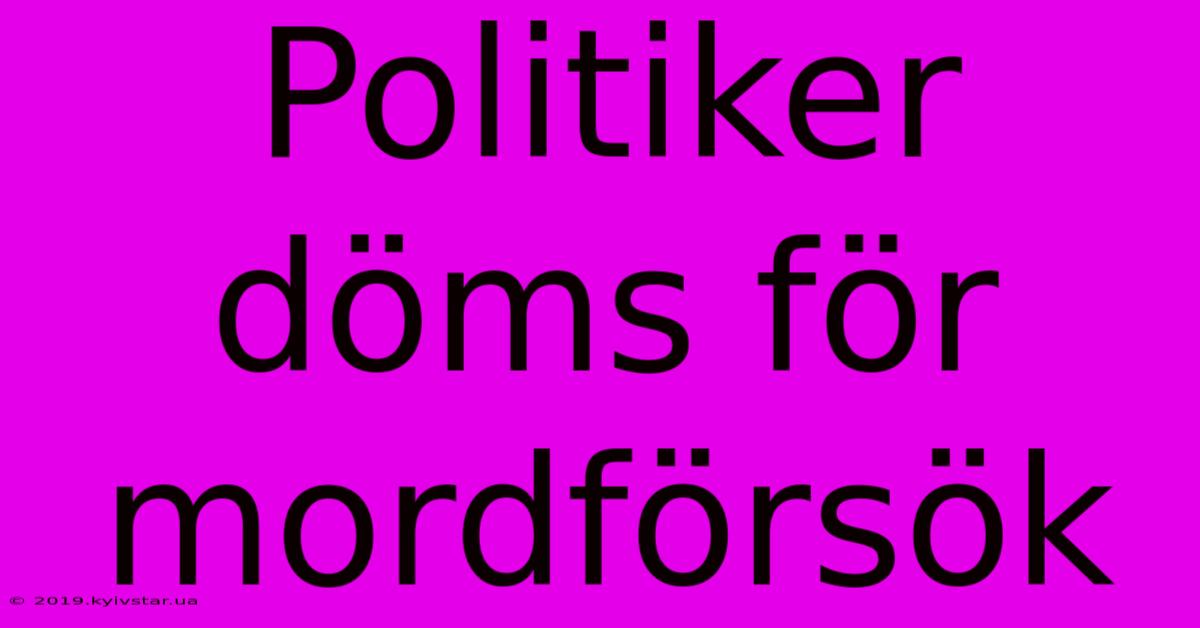 Politiker Döms För Mordförsök